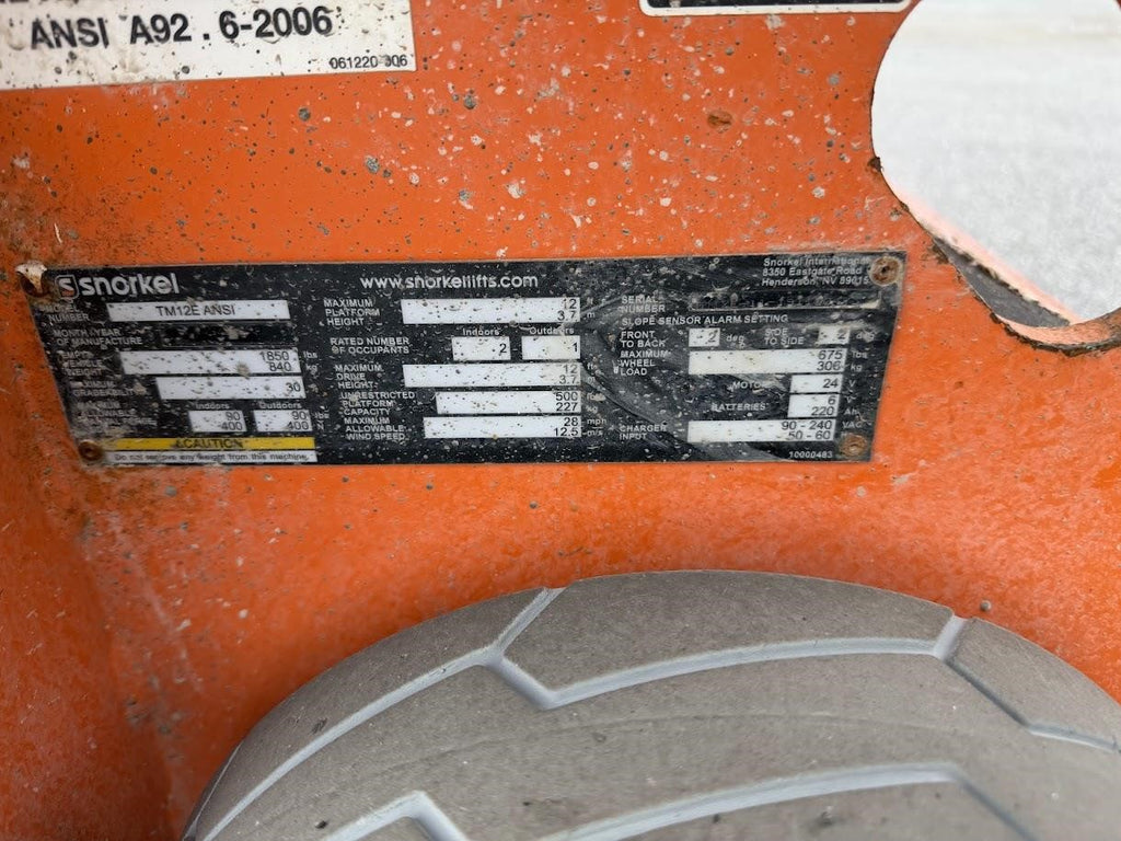 2019 Snorkel TM12E Vertical Mast Lift