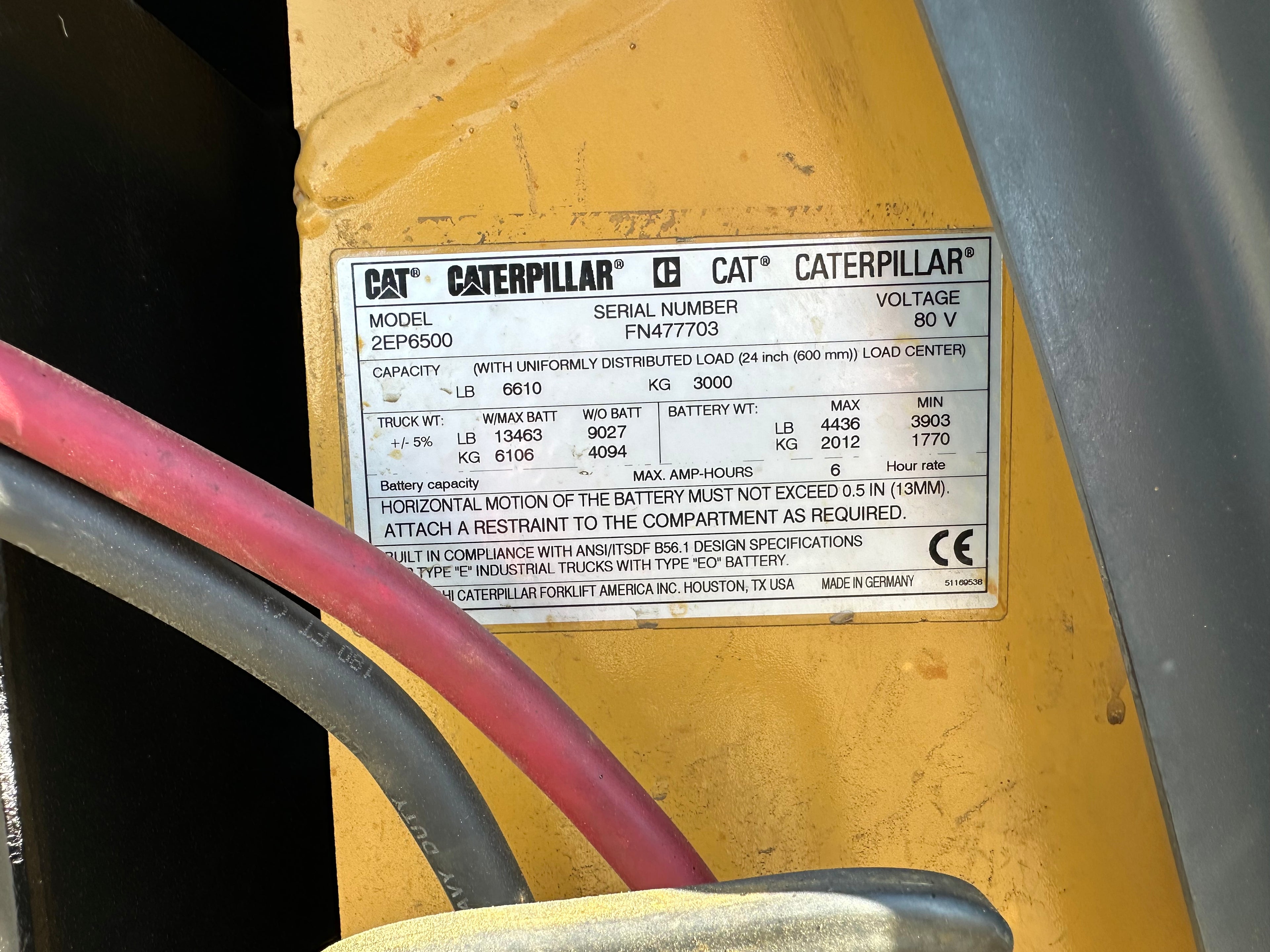 2014 Caterpillar 2EP6500 Electric Forklift